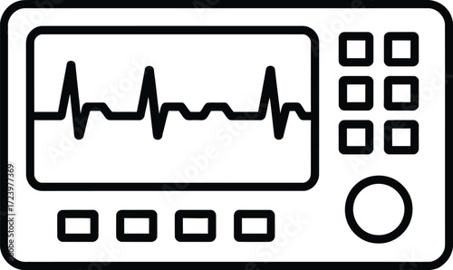 Vector illustration of ecg monitor displaying heart rate and cardiac rhythm for medical diagnostics