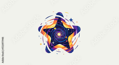 Cosmic Star - A Vibrant Galaxy Within a Celestial Shape.