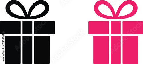 Two gift boxes, one black and one pink, symbolizing choices or duality in giving