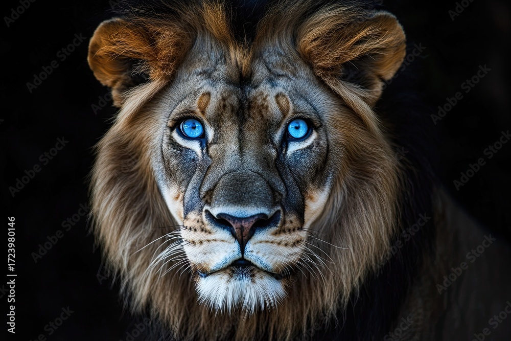 Fototapeta premium Mystical Blue-Eyed Lion Portrait