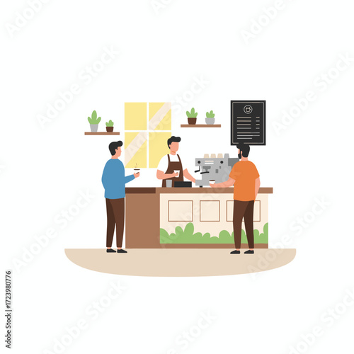 Illustration concept depicting a meeting of friends and coworkers on a white background