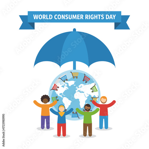 Illustration concept for World Consumer Rights Day on a white background
