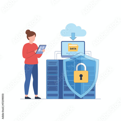 Flat illustration concept of data entry on a white background