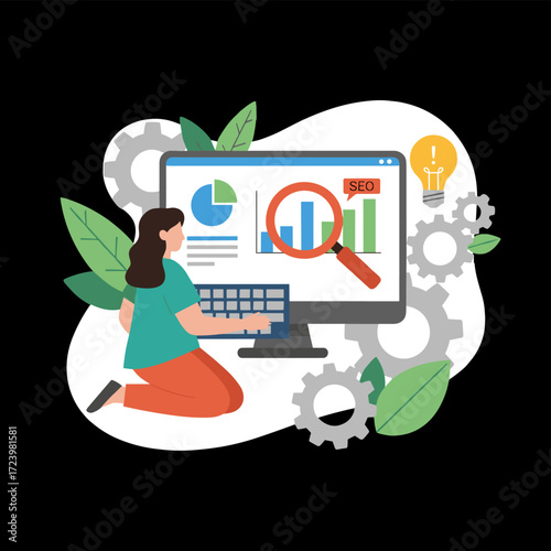 Illustration concept of an SEO Manager on a white background