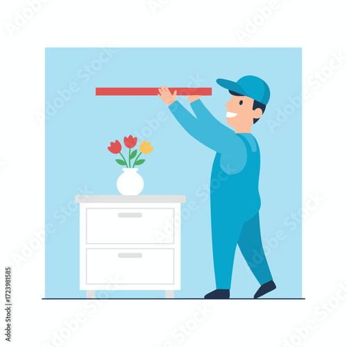 Concept for a vector illustration of a shelf mounting service
