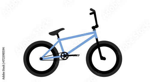 A modern and minimalist illustration of a blue BMX bike isolated on a white background