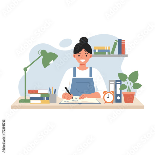 Concept for a back‑to‑school illustration: a flat image set against a white background