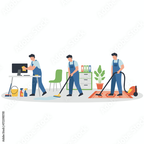 Office cleaning performed by a professional equipment‑equipped team