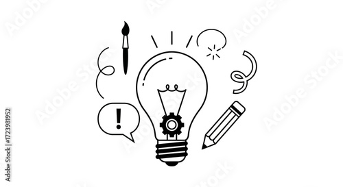 Creative thinking lightbulb illustration showcasing innovation and inspiration symbol concept
