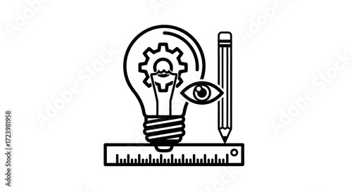Conceptual design illustration representing ideas innovation and creative process with lightbulb