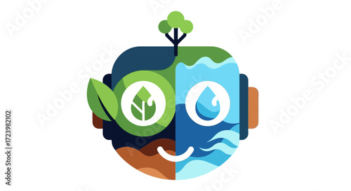 Earth friendly illustration representing environment and nature conservation.