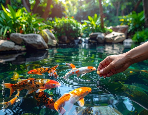 koi fish in a pond