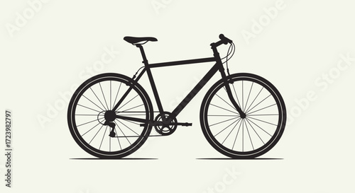Sleek black bicycle silhouette on a white background for minimalist design projects