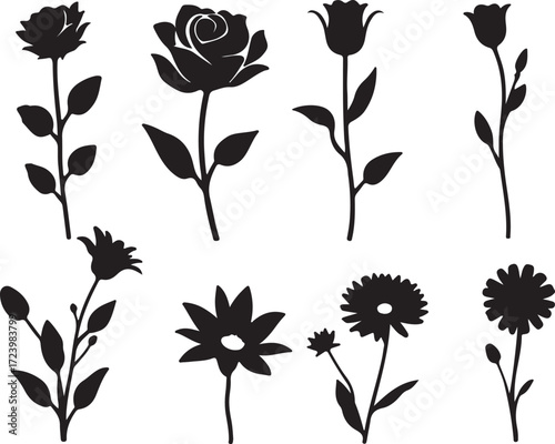 Elegant flower tree silhouette for floral designs
