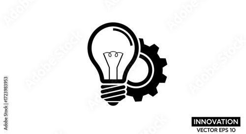 Symbolizing innovation idea and technological progress in black and white graphic design