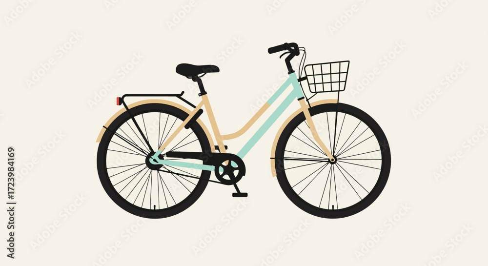 Fototapeta premium Stylized bicycle illustration featuring a pastel color palette and clean line work design
