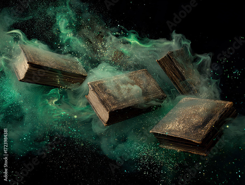 Spooky old tomes and books with magical effects.