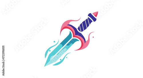Fiery, stylized, glowing, fantasy, blazing, dagger.