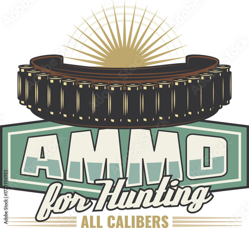Ammo Bullet Hunting Logo – Vintage Outdoor Badge for Shooting and Adventure Gear - Perfect for hunting clubs, shooting ranges, outdoor gear branding, ammunition packaging, and adventure sports designs
