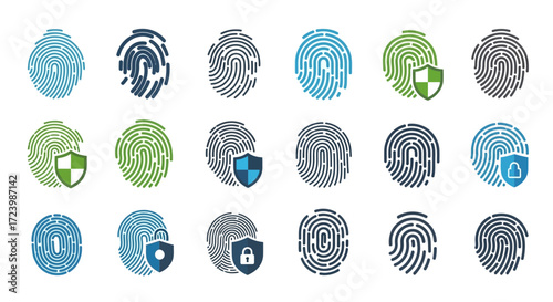 Fingerprint security icons representing identity verification and data protection.