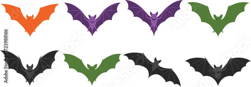 Colorful halloween bats, perfect for spooky season decorations and festive designs for your project