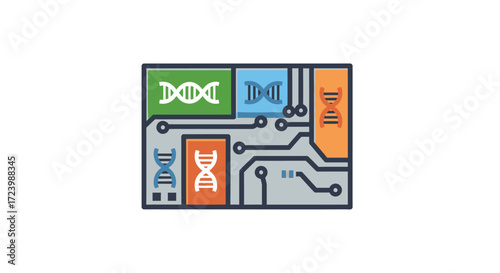 Genetic Engineering Circuit Board Icon.