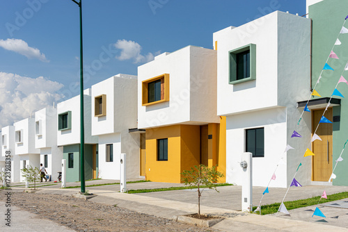 Fototapeta Naklejka Na Ścianę i Meble -  Group of houses of social interest in mexico, infonavit, fovissste. Guadalajara, Jalisco, México, November 04, 2024.