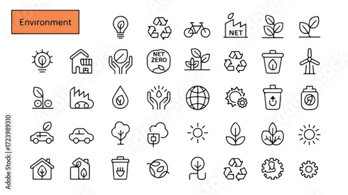 Environmental icons for sustainability and eco friendly concepts recycling renewable energy