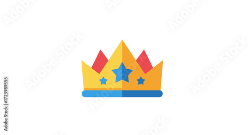 Golden Crown Icon, Royal Symbol, Regal Headwear, Ornate Design, Flat Style Illustration.