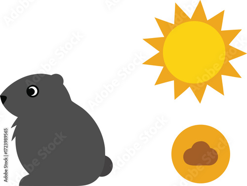 Groundhog day vector bundle sun shadow weather prediction illustration scalable eps icon vector