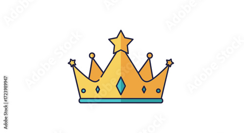 Golden crown with star and gems.