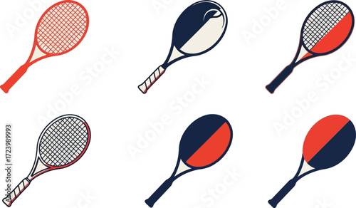 Flat Icons Collection of Tennis – Minimalist Vector Illustrations Featuring Racket, Ball, Court, Player, Net, Match Equipment, and Sport Symbols for Web, Mobile App UI, Infographics, and Print Design