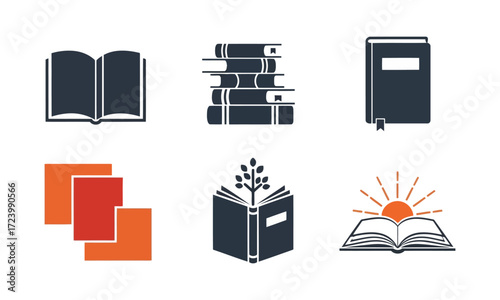 Flat Clean and Modern Book Vector Icons set.