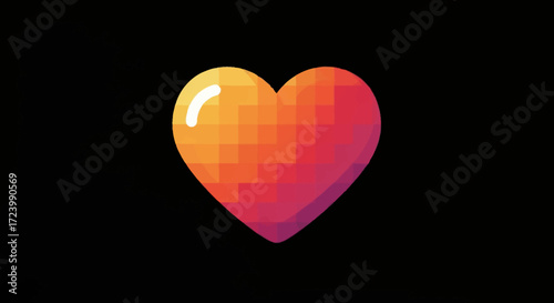 Gradient Heart Shape Digital Illustration.