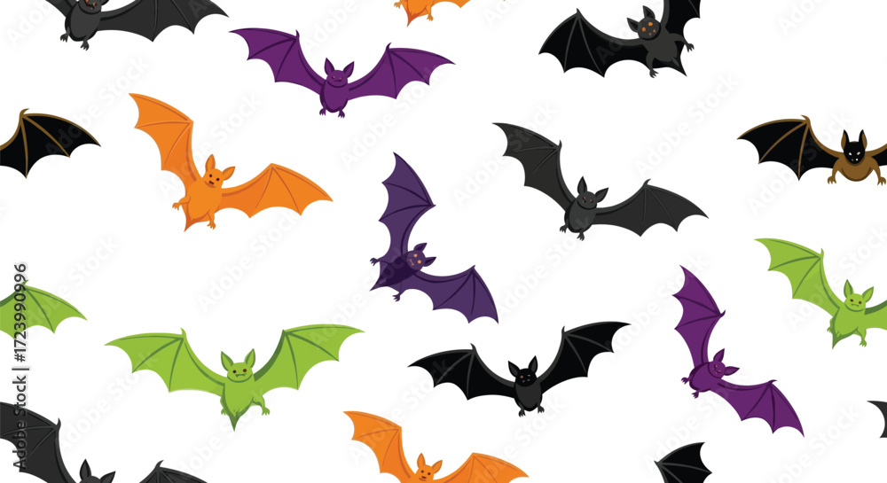 Fototapeta premium Seamless pattern featuring colorful bats a, perfect for halloween themed designs