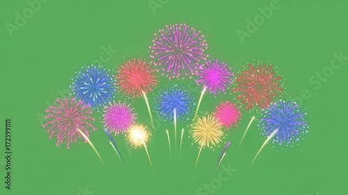 Explosive Celebration: A vibrant display of colorful fireworks illuminates the sky against a backdrop, evoking a sense of excitement and festivity, ideal for festive events and celebrations.
