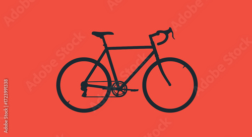 Minimalist bicycle illustration on vibrant red background promoting cycling culture