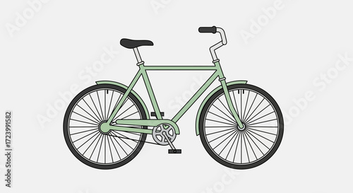 Stylized Bicycle Illustration Featuring a Classic Design and Calm Green Tone