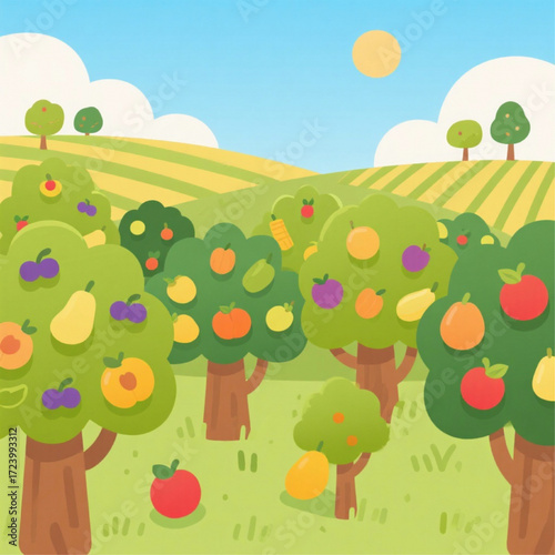 Mixed fruit tree plantation farm