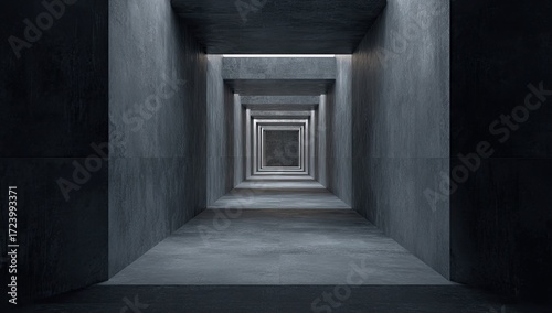 Dark, concrete corridor