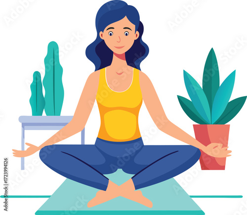 Yoga woman in lotus pose on transparent background