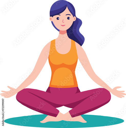 Yoga woman in lotus pose on transparent background