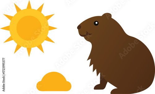 Groundhog day sun illustration vector eps icon for weather forecasting and animal themes vector