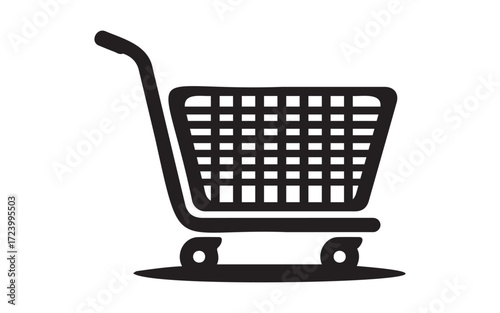 Shopping cart trolley market retail commerce purchase sale consumerism grocery supermarket online store shop basket buy icon on white background