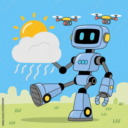 Weather prediction robot releasing drones