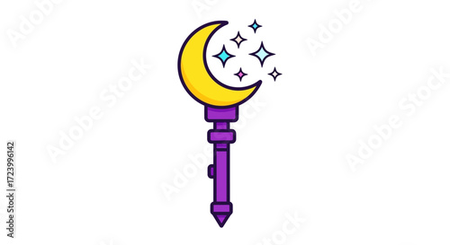 Magical Moon Wand with Sparkling Stars.