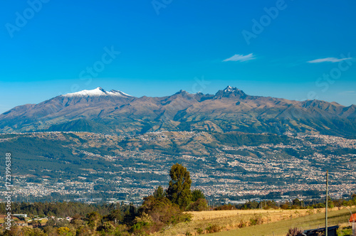 Panoramic View of the Guagua and Rucu Pichincha Volcanoes