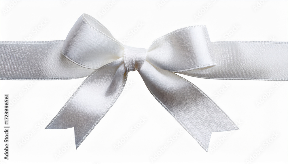 Naklejka premium White Ribbon Bow Isolated On White Background
