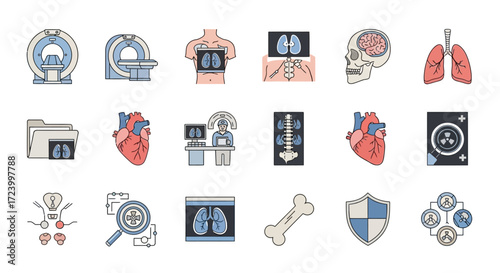 Medical Imaging and Diagnostic Icons Set.