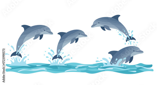 Playful Dolphins Leaping from the Ocean Waves.